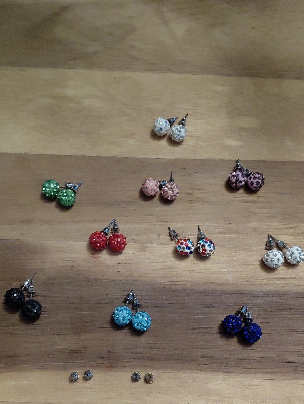 Crystal Pave Ball Stud Earrings - Multiple Colors